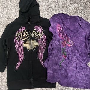 Harley-Davidson Black and Purple Apparel Set